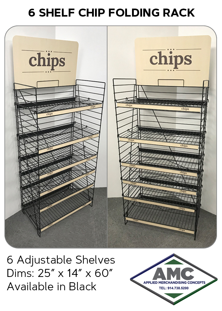 6 SHELF CHIP FOLDING RACK PRODUCT CARD