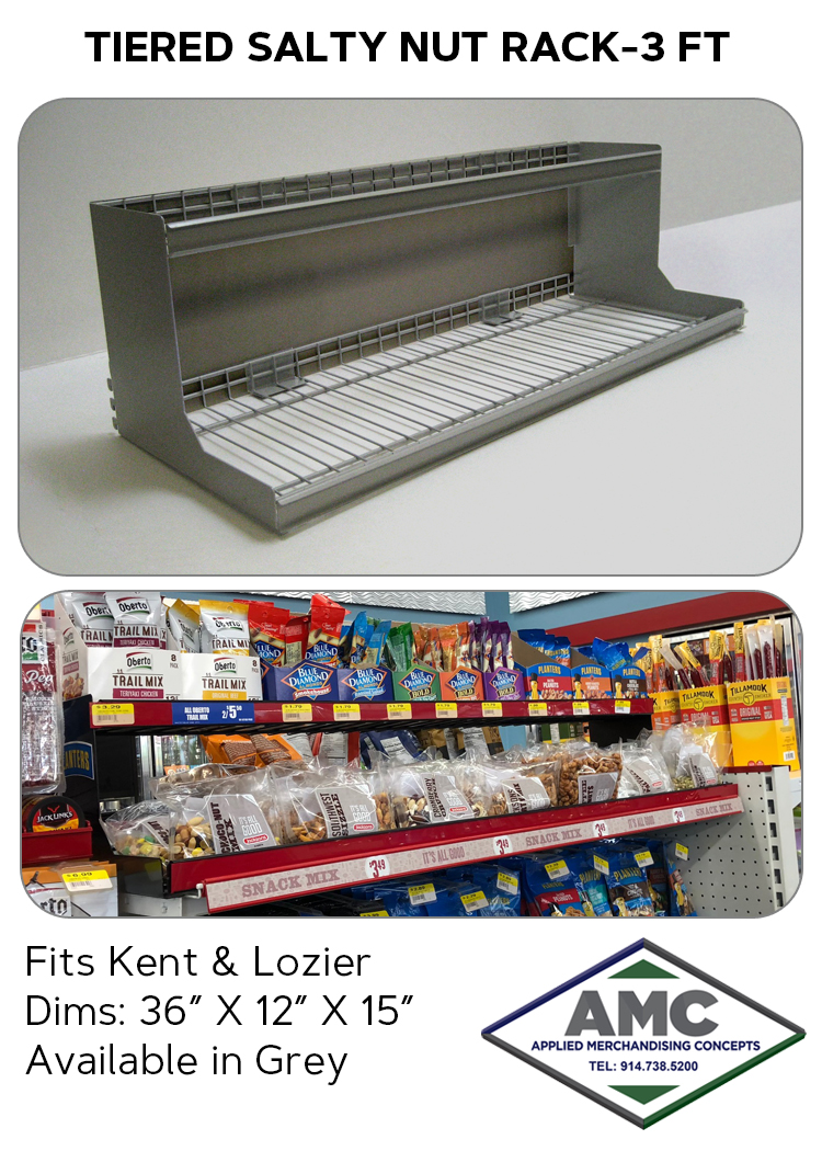 TIERED SALTY NUT RACK-3 FT PRODUCT CARD