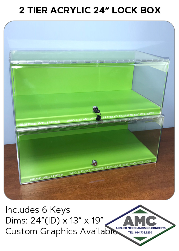 ACRYLIC 2 TIER 24 INCH LOCK BOX PRODUCT CARD