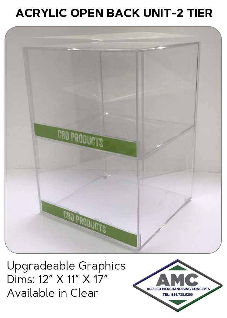 ACRYLIC OPEN BACK UNIT-2 TIER PRODUCT CARD