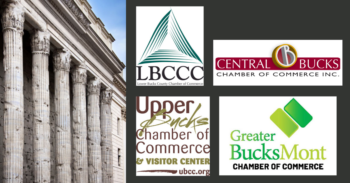 Roman chamber marble columns next to local chambers of commerce logos