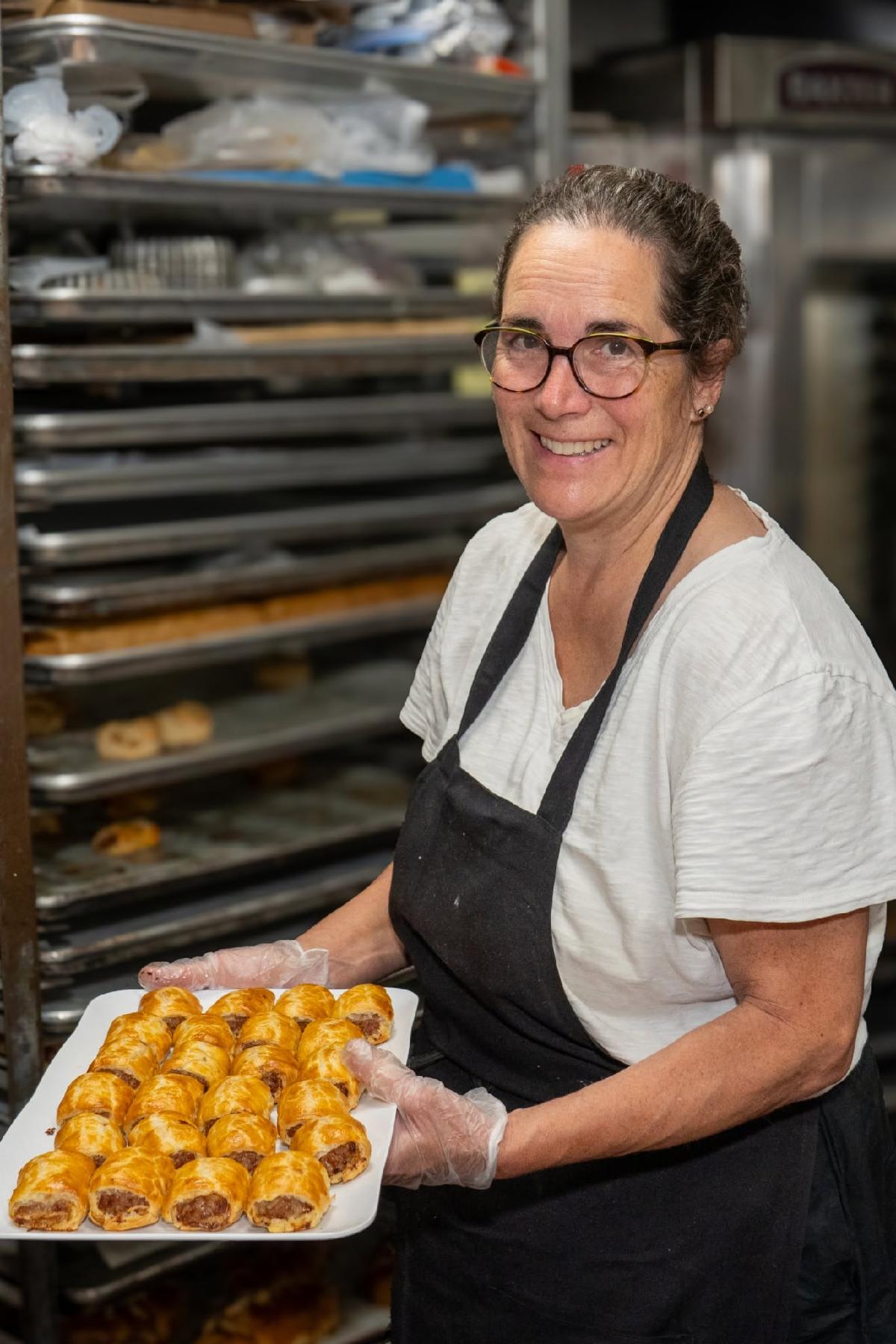 Fresh-baked sausage rolls from the kitchen