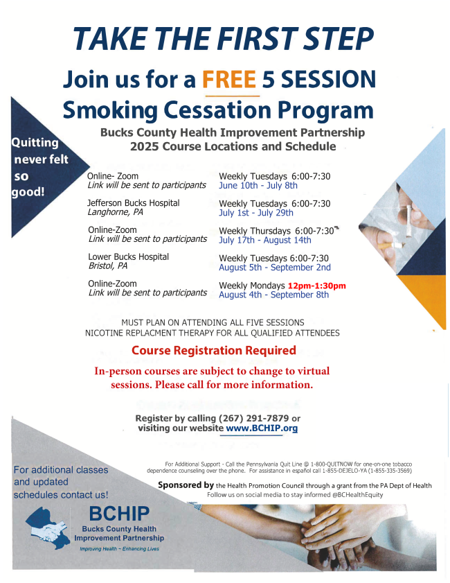 2025 June-August BCHIP Smoking Cessation Schedule
