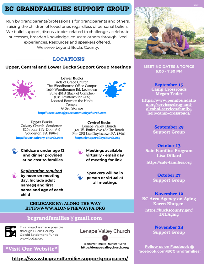 BC Grandfamilies Support Group Fall Meetings Flyer