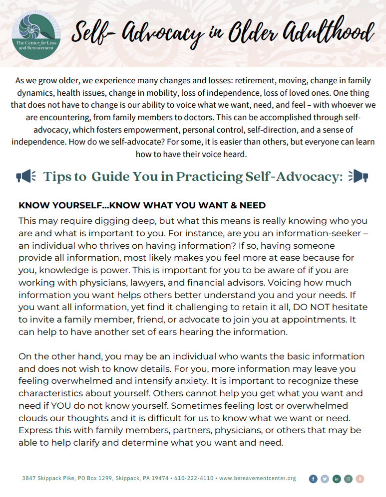 Self-Advocacy in Older Adulthood