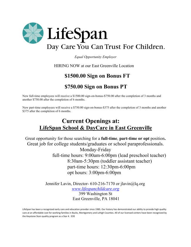 Lifespan Hiring Ad 2025