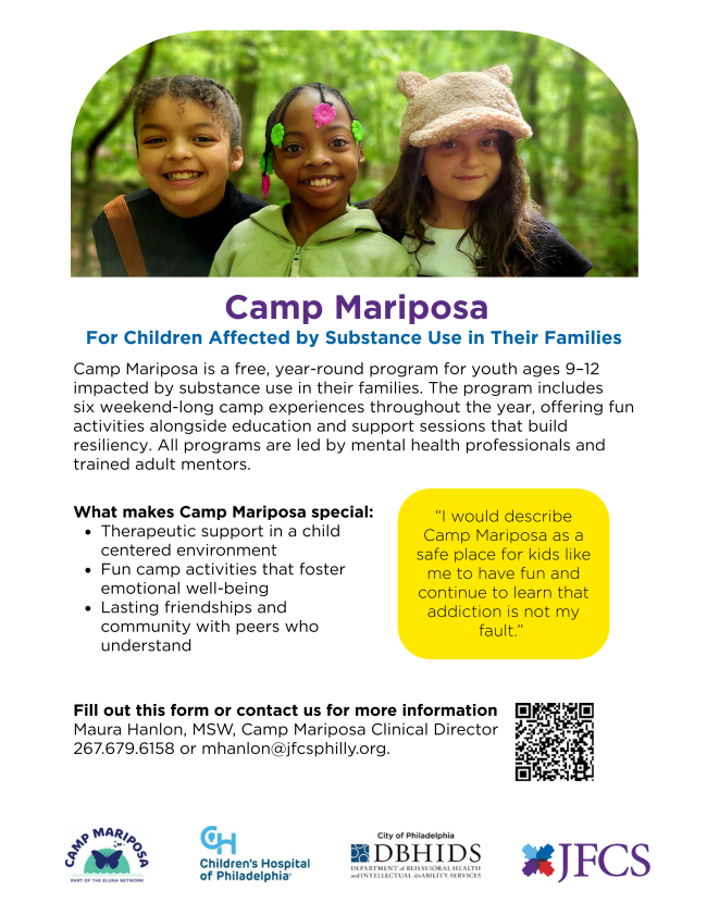 Camp Mariposa Flyer JFCS Philly