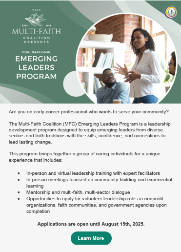 Multi-Faith Emerging Leaders Program Flyer
