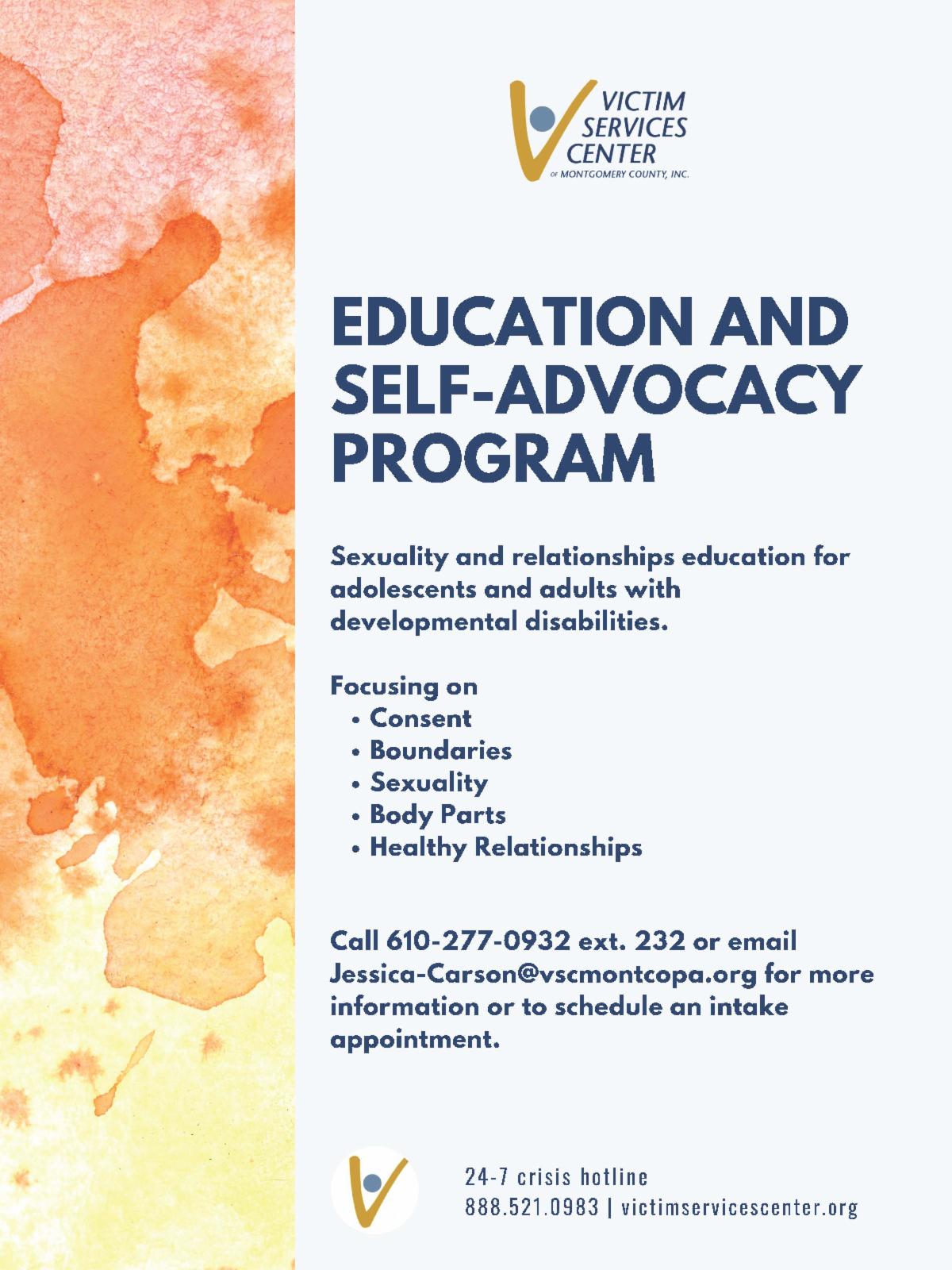 Education and Self Advocacy Program Flyer Victim Services Center