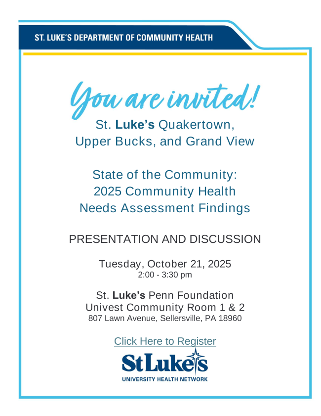 Invitation to State of the Community St. Luke_s Quakertown_ Upper Bucks_ and Grand View