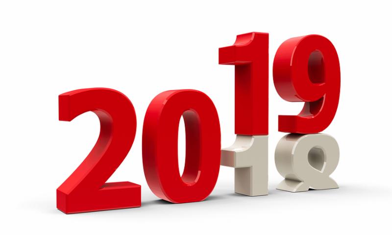 2018-2019 change represents the new year 2019_ three-dimensional rendering_ 3D illustration
