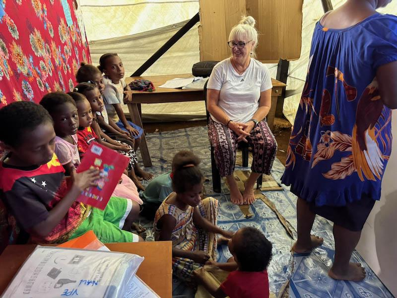 Lori teaching at the Nali school