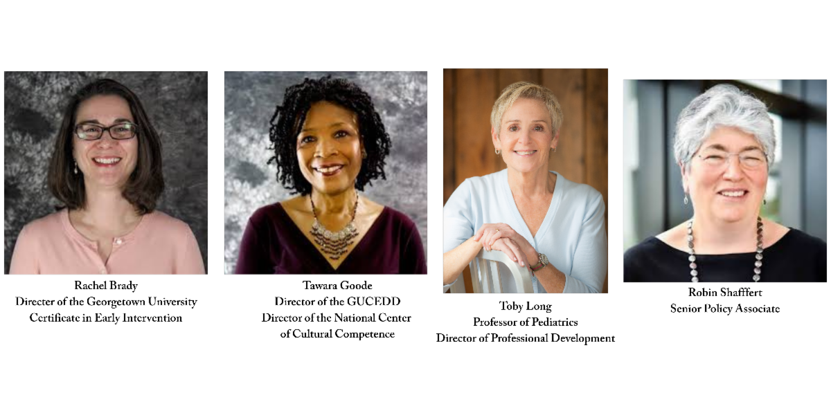 Headshots of Rachel Brady, Tawara Goode, Toby Long, and Robin Shaffert