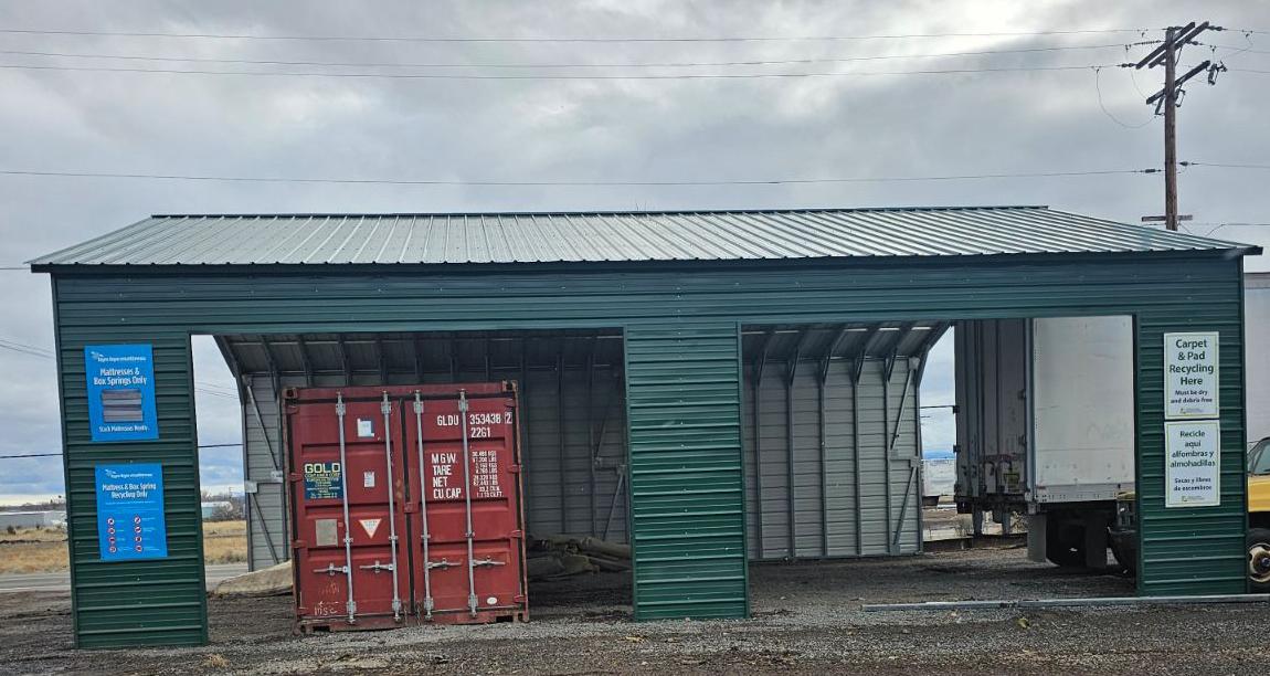 covered structure for mattress/carpet recycling