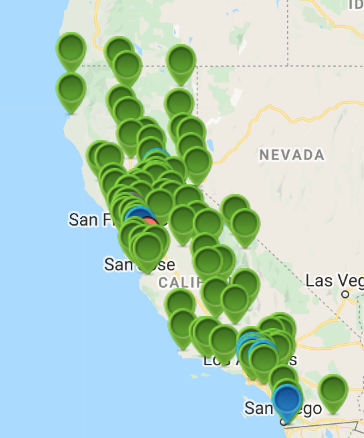 map of CA drop off sites