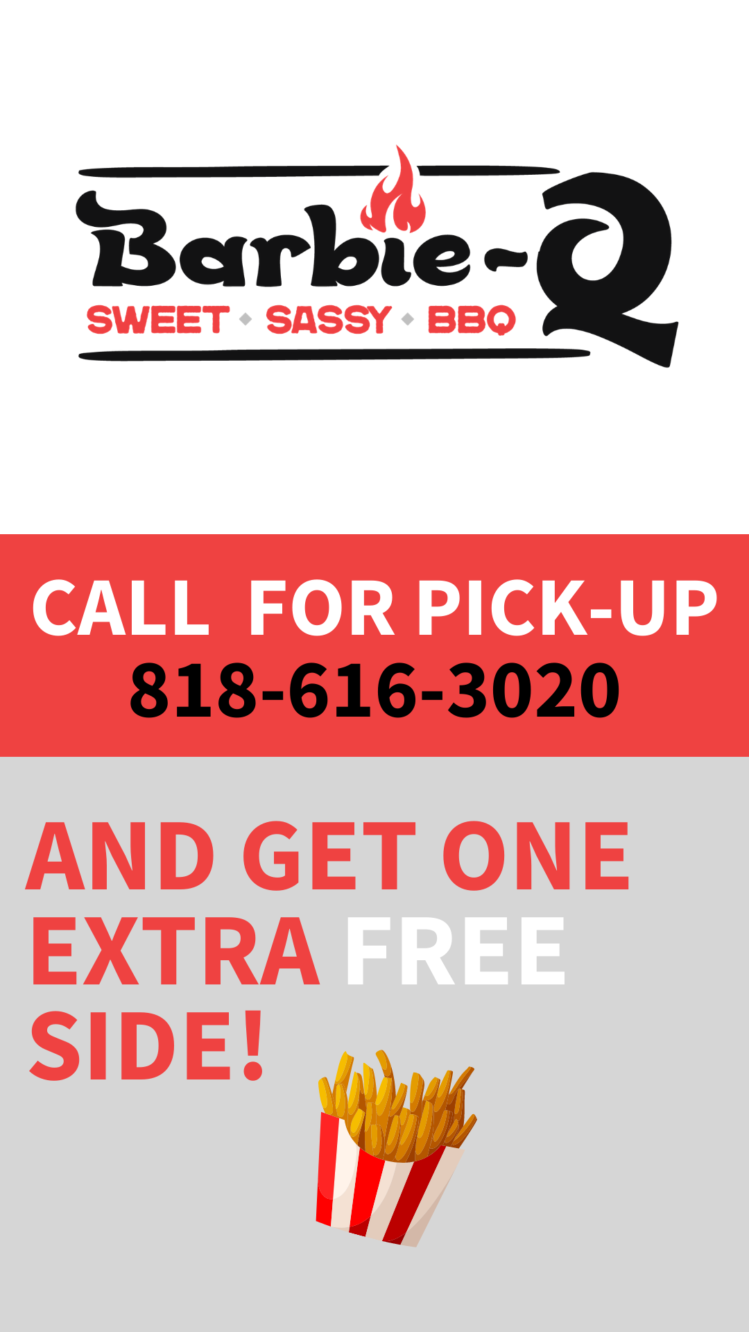 Now open in Encino Barbie Q. Open this for a special offer.