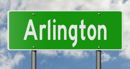 A 3d rendering of a highway sign for Arlington
