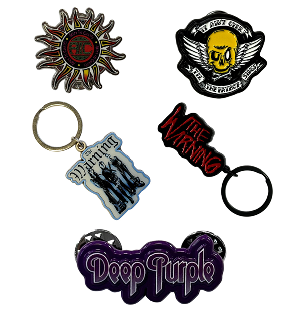 New pin badges and keychains at Rock Off