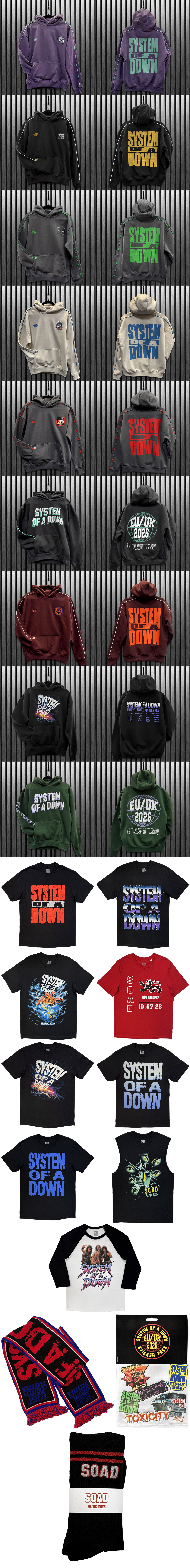 System of a Down 2026 tour merchandise