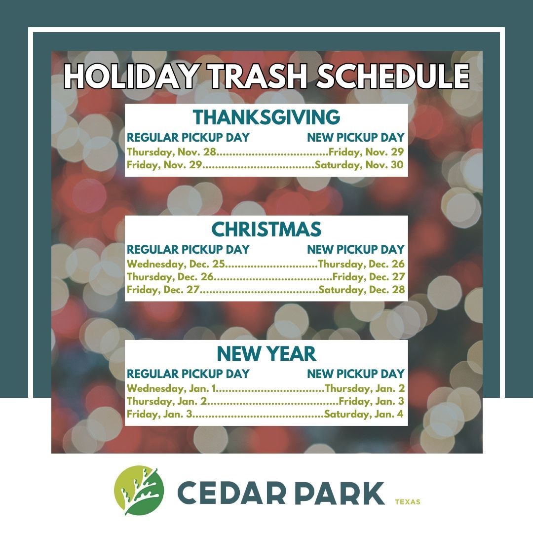 Holiday Trash Schedule Changes Image 