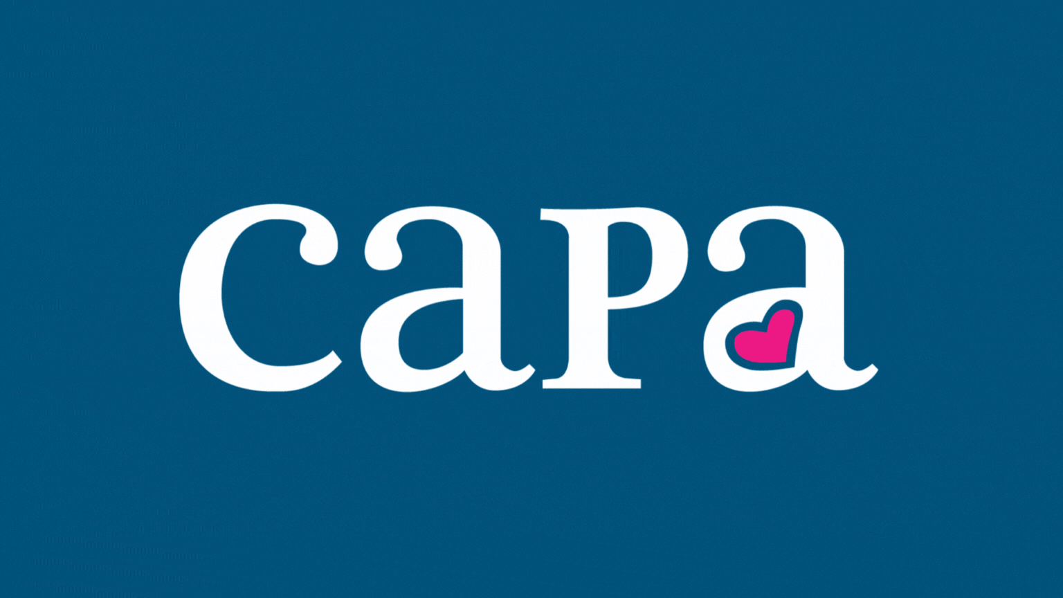 Animated transition from the current CAPA logo on a blue background to the new CAPACares logo, accompanied by the message: “New name. Same mission.”