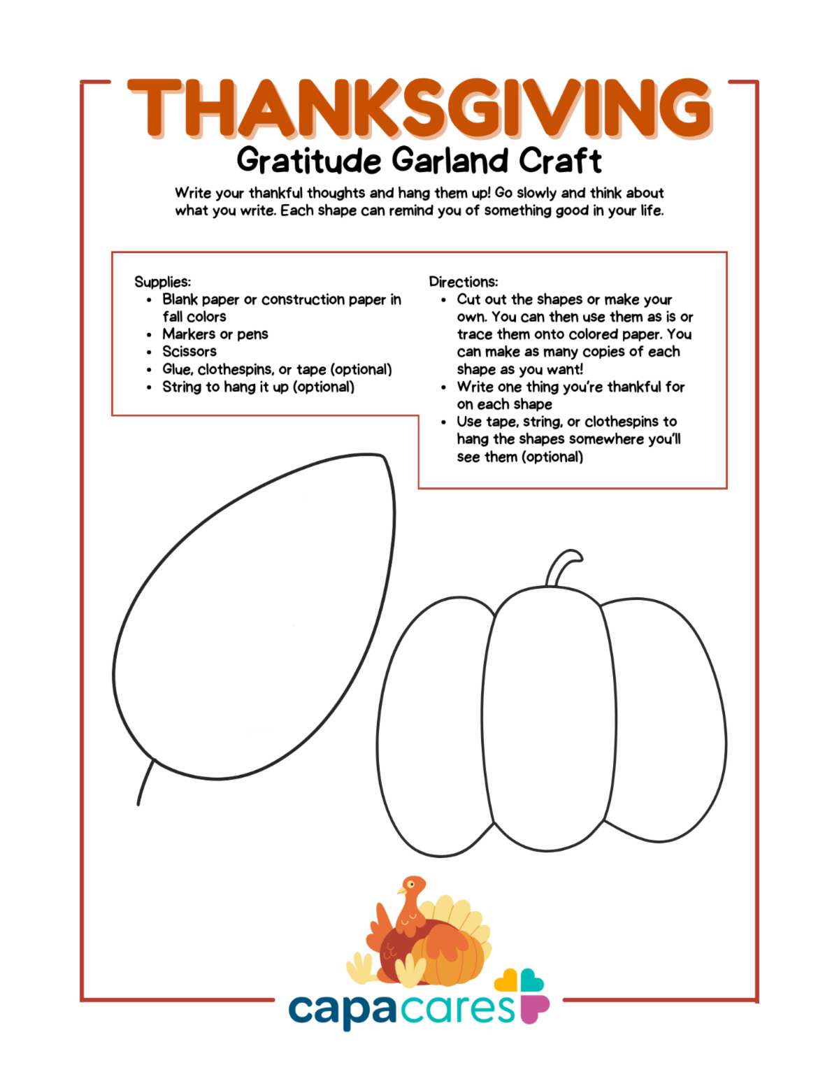 Image of printable Gratitude Garland worksheet