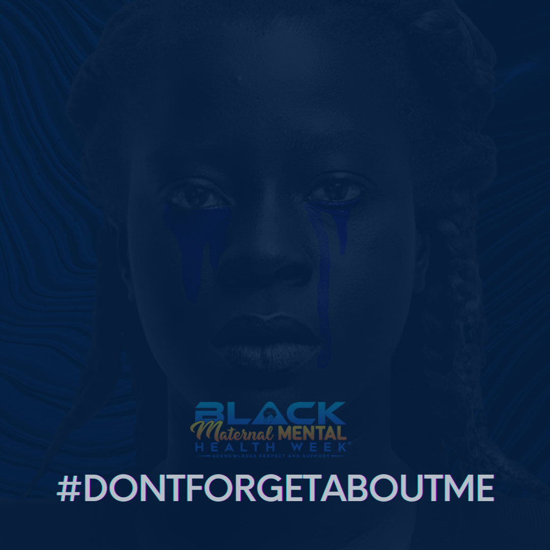 subtle photo of a black woman's face disappearing into dark blue background with #DontForgetAboutMe below