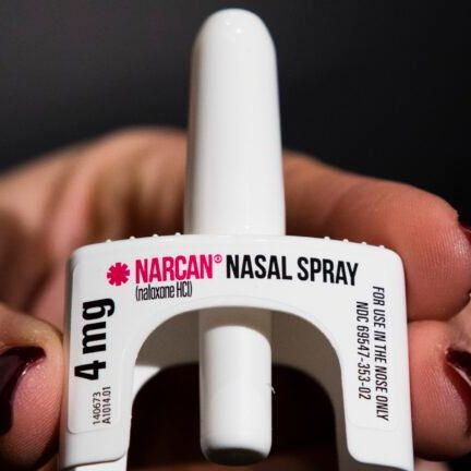 close up image of naloxone nasal spray