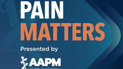 pain matters presented by AAPM with blue swirling background