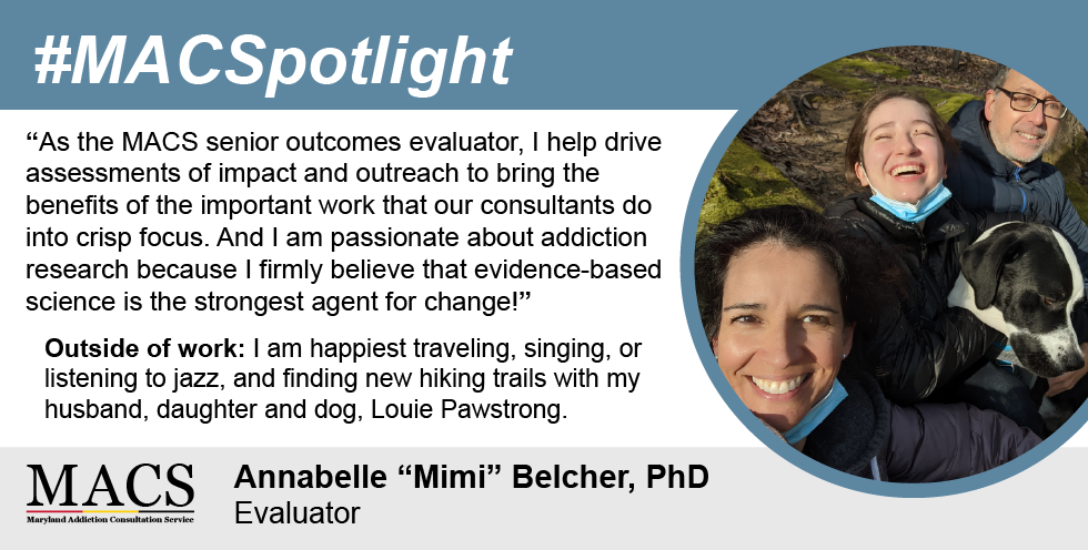 spotlight featuring photo of mimi and her daughter and husband smiling with dog
