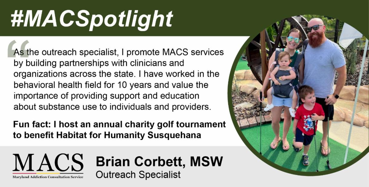 spotlight with photo of brian and his family at mini golf