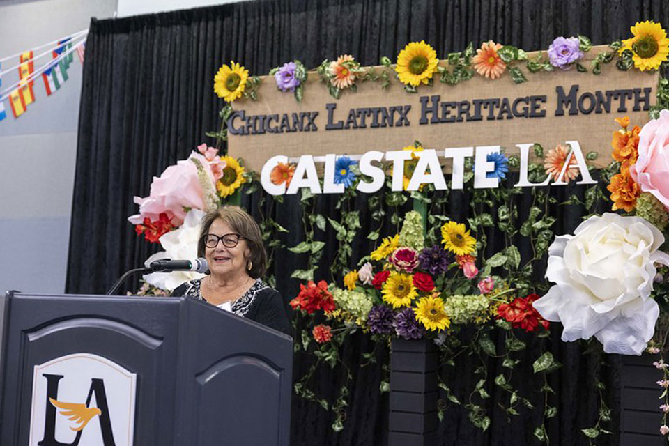 Vickie Castro, a key leader in the historic 1968 East L.A. Walkouts, at the Chicanx Latinx University Alumni Network Mixer.