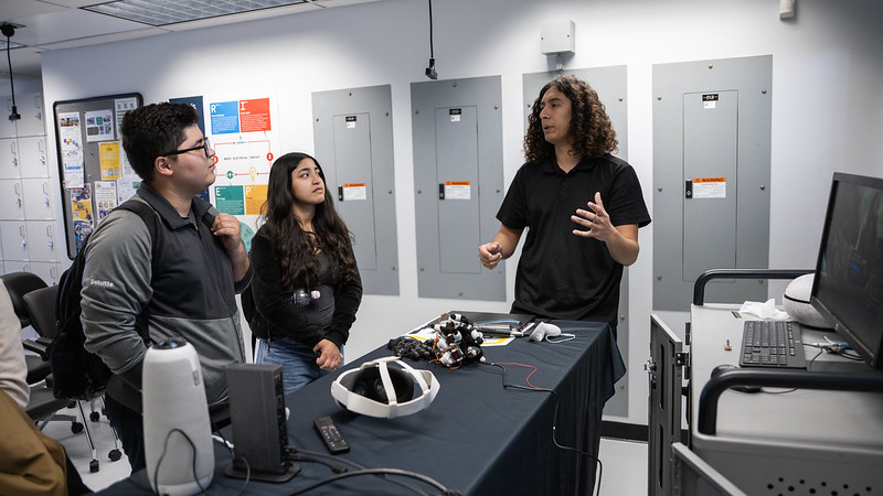 Students working on a project in the new Circuit Space facility on campus.