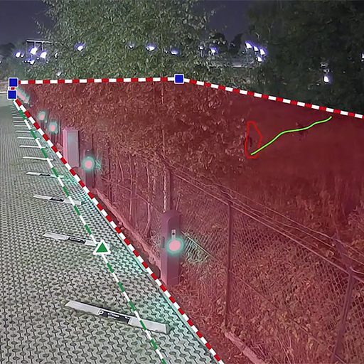 Perimeter security analtics detecting person approaching fence