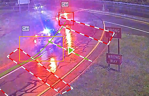 Detection of vehicle driving in the wrong detection on a highway offramp