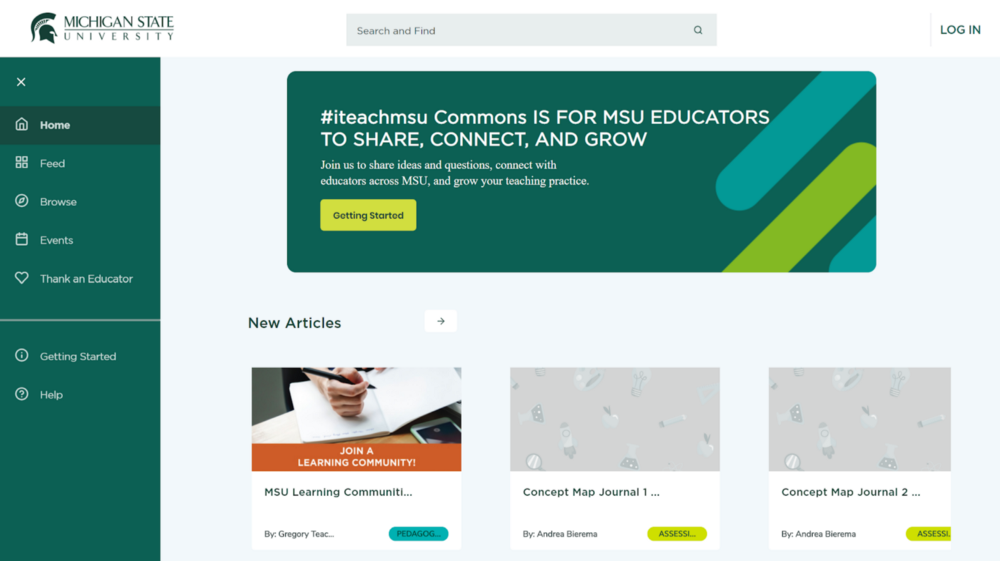 homepage screenshot of iteach dot msu dot edu