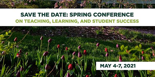 spring flowers with text Save the Date for Spring Conference on May 4 through 7