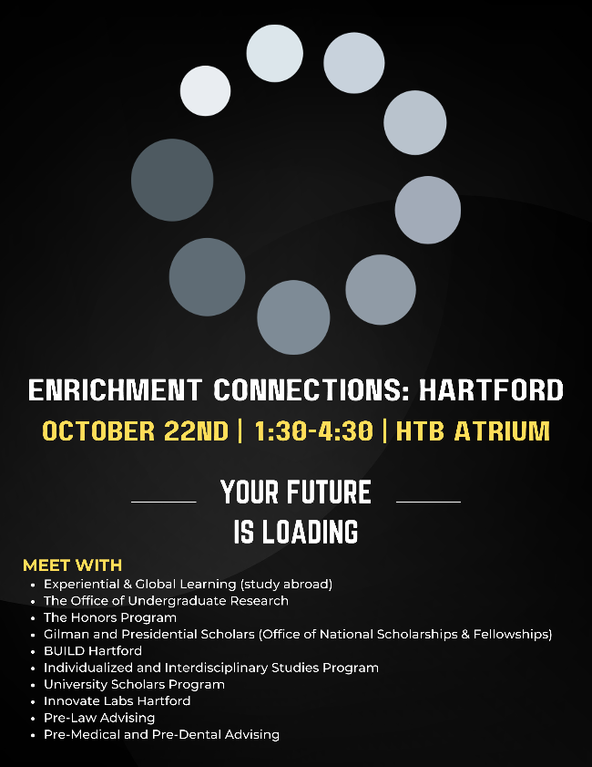 Flyer containing a list of enrichment programs at UConn