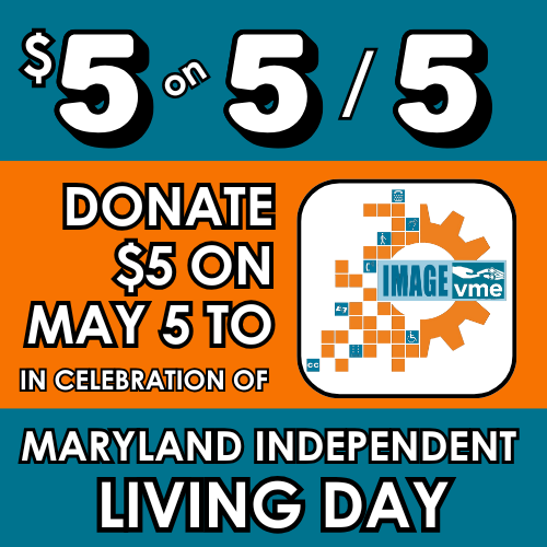 group of six people smiling and posing with hand gestures in a large indoor event space with other attendees in the background.