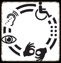 Circle with different types of disability logos