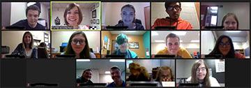 Some of the youth participants of the November Empower Me Workshop take a screen shot photo. Each participant is in their own location but are connected on Zoom.