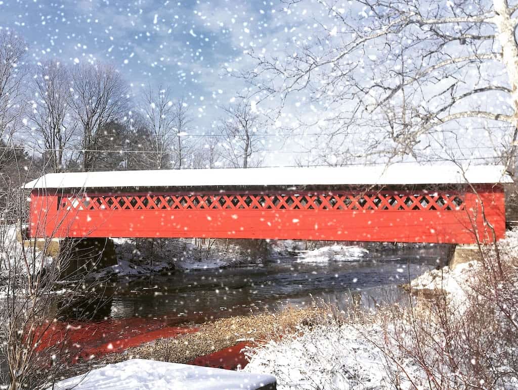 Burt Henry Covered Bridge in winter