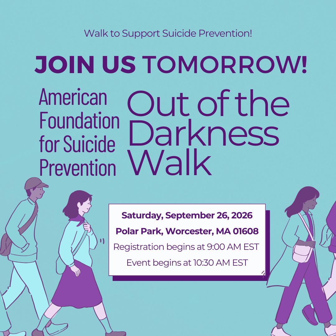 Save the date graphic for the AFSP Out of the Darkness Walk at Polar Park