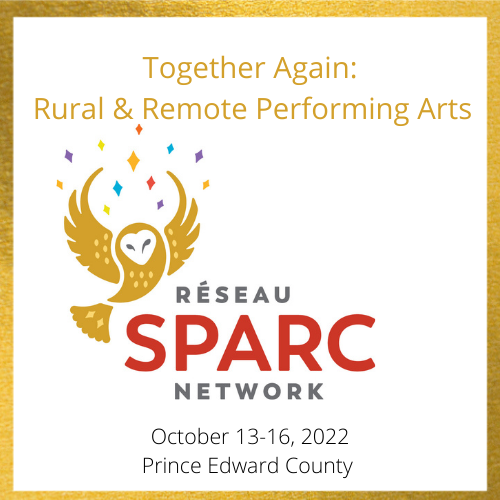 a white poster with square, gold border. The SPARC owl is centre. Writing at the top is gold, below it is grey.