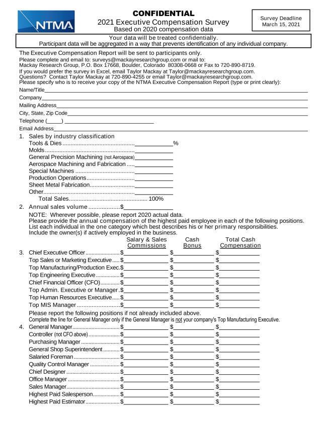 Complete the Executive Compensation Survey Now for a Detailed Report