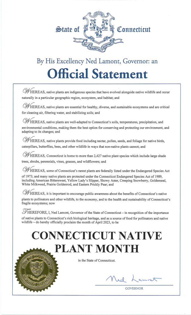 CT Native Plant Month Proclamation