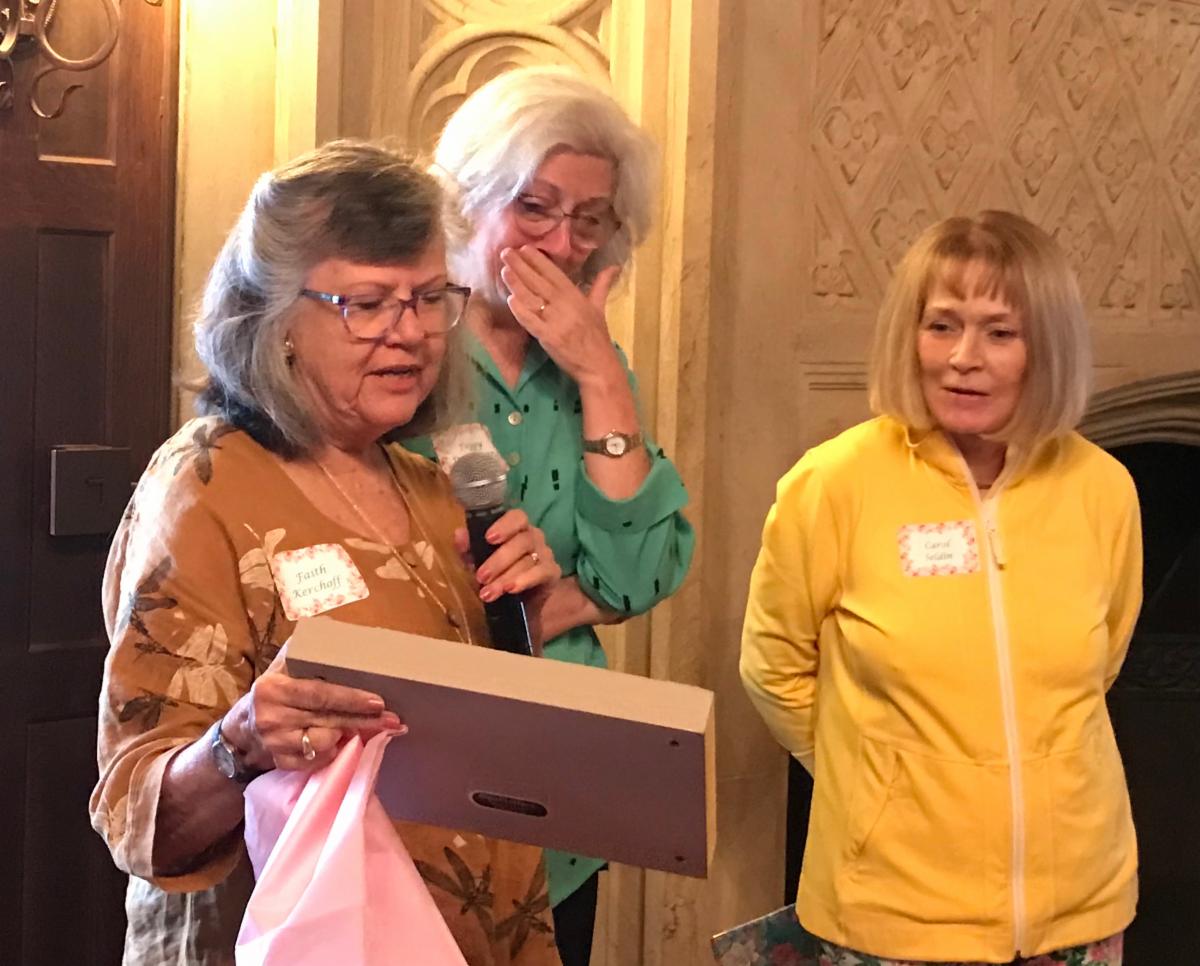 presenting the plaque