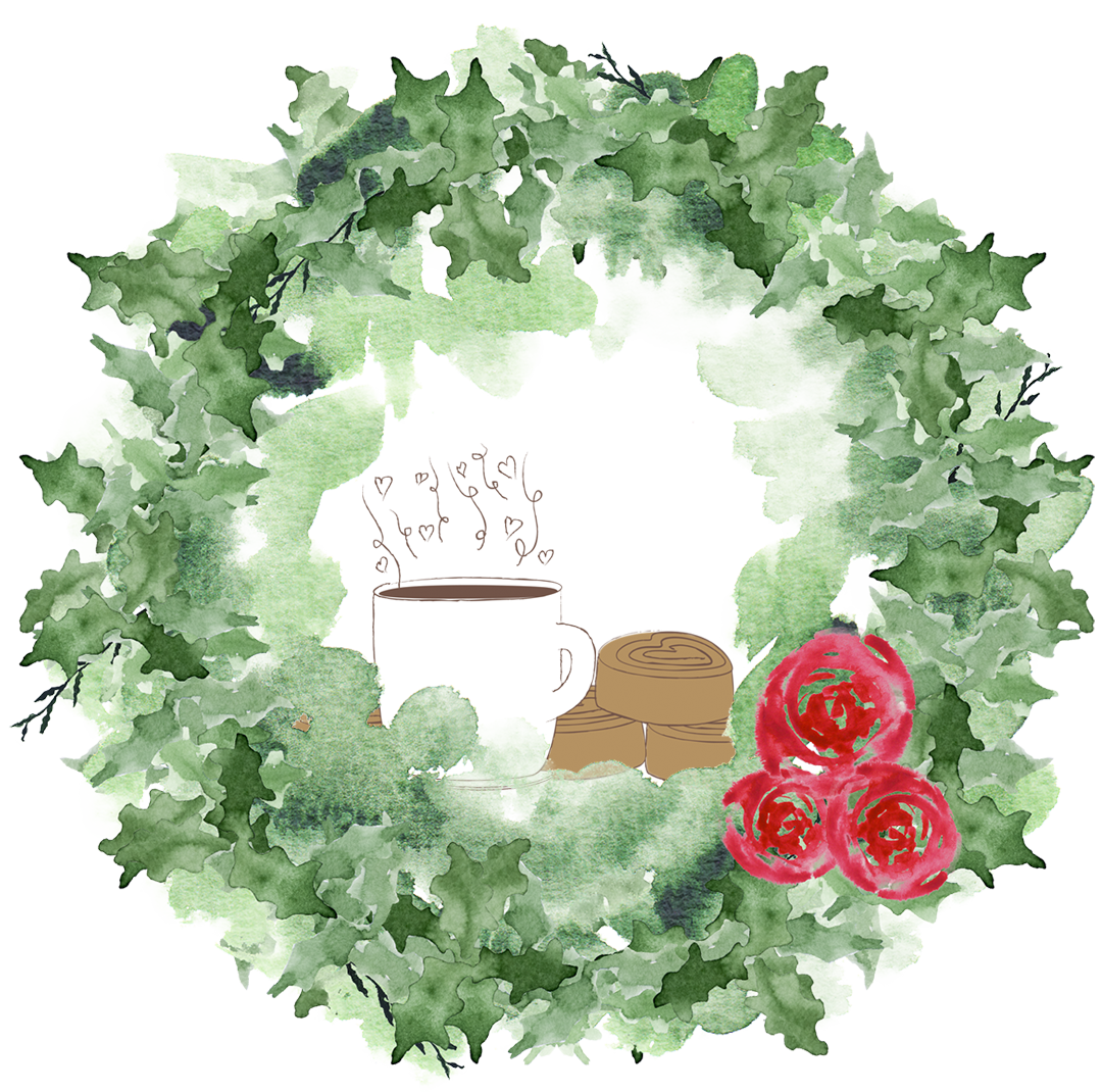 Wreath and snacks