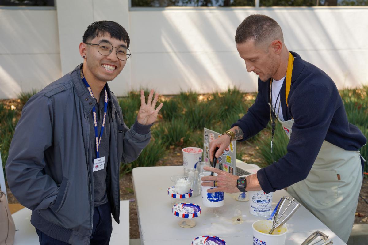 classified employee being served ice cream