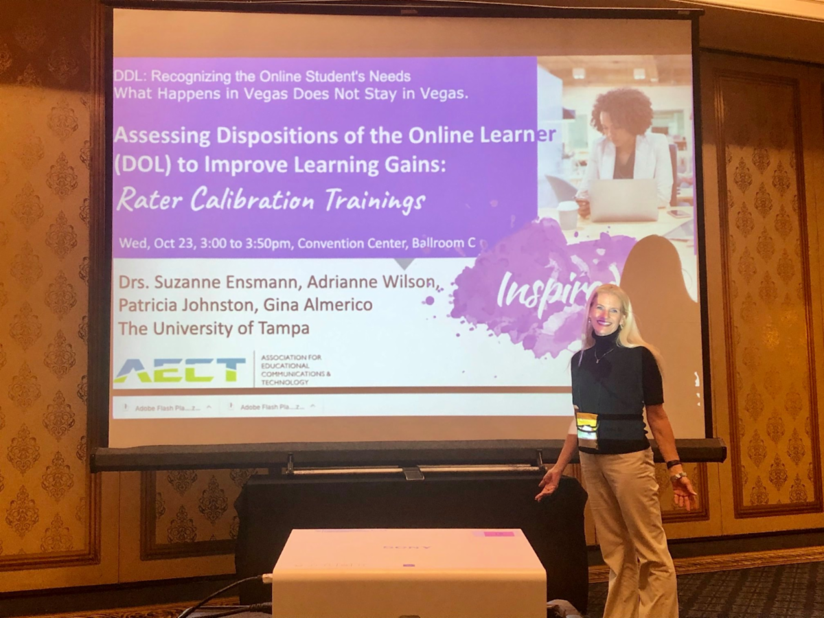 Assistant Professor Suzanne Ensmann presenting at AECT conference.
